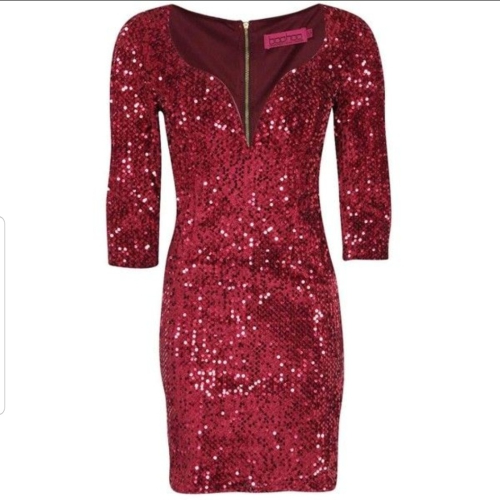 Boohoo sequin v wire bodycon dress size small